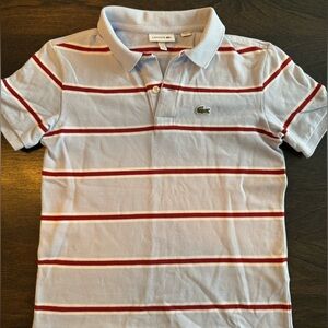 Lacoste Light Blue Polo with Red Stripes